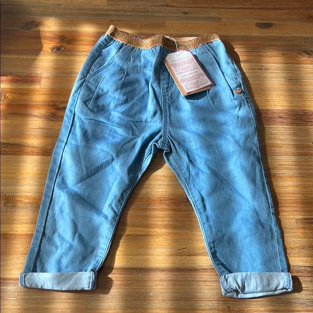 Zara Toddler Blue Jeans with Gold Waistband 18/24mo NWT